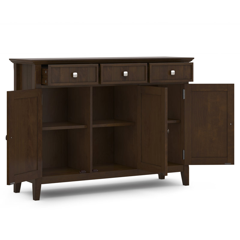 51"W Solid Wood 3-Shelf Entryway Storage Cabinet with Adjustable Shelves