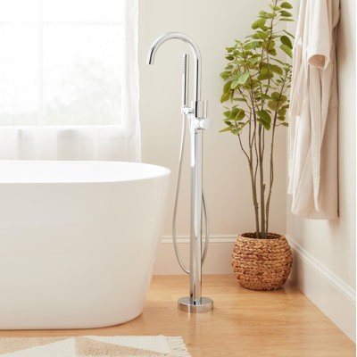 Signature Hardware 483812 Lexia Floor Mounted Tub Filler Faucet and Valve with Stops - Brushed Gold
