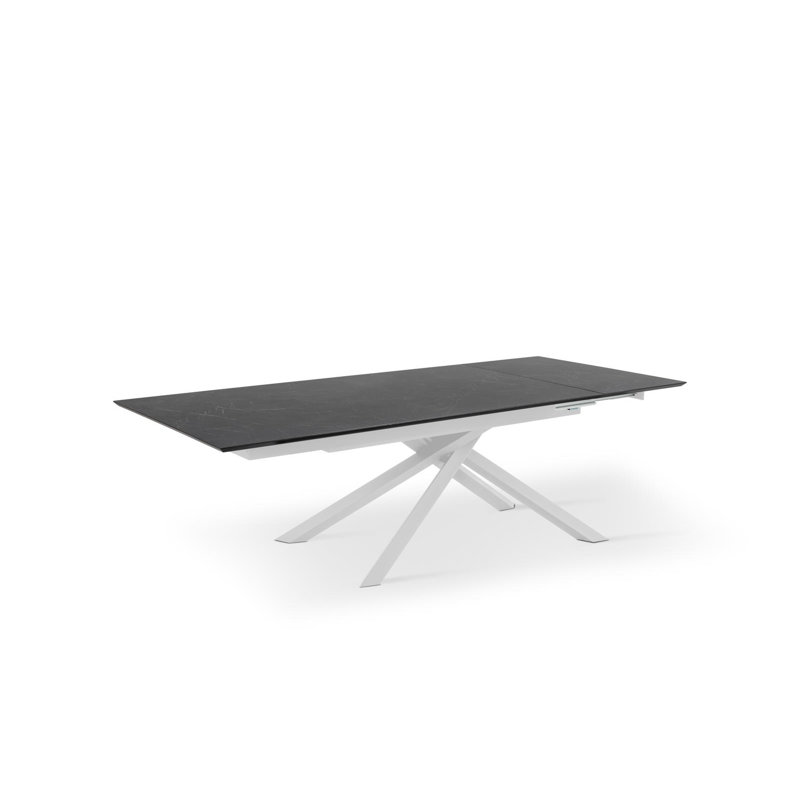 Daimyan Extendable Oak Metal Base Dining Table, White, Black