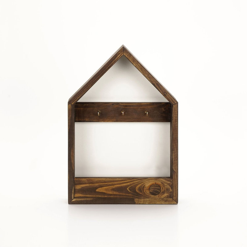 Tablette décorative en bois massif avec crochets Seman