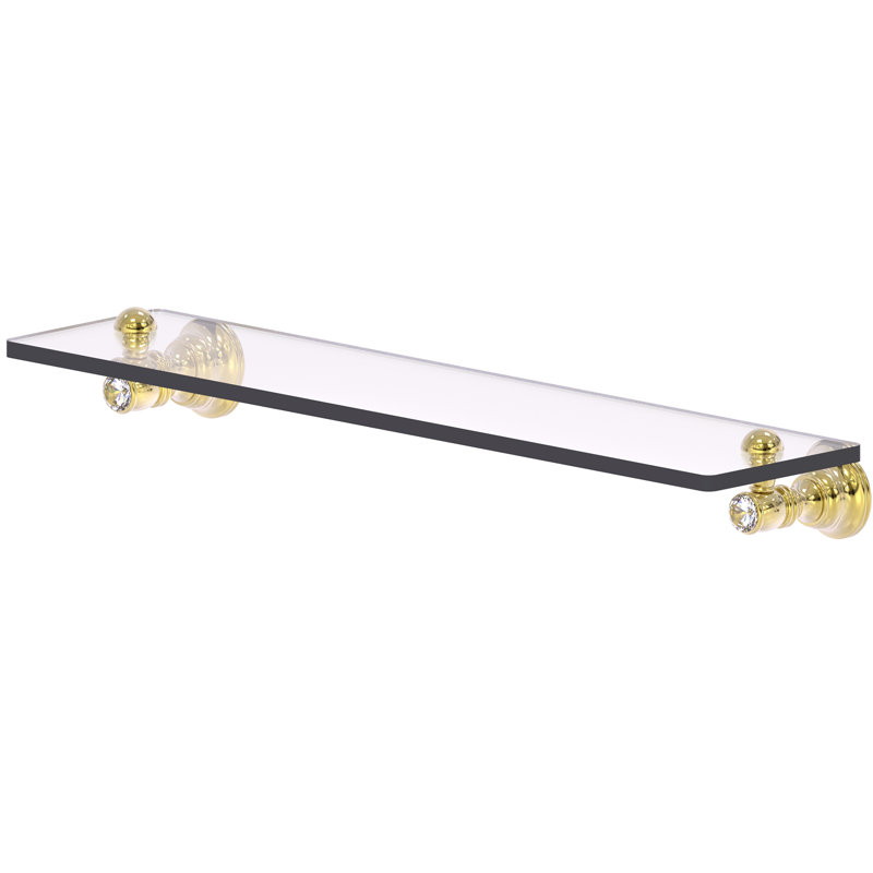 Hertz Glass Bracket Shelf, Unlacquered Brass, 2.4" H x 22" W x 5.54" D