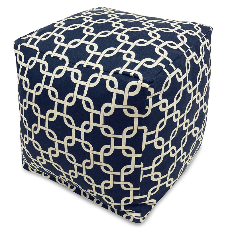 Roysum Upholstered Pouf, Navy Blue