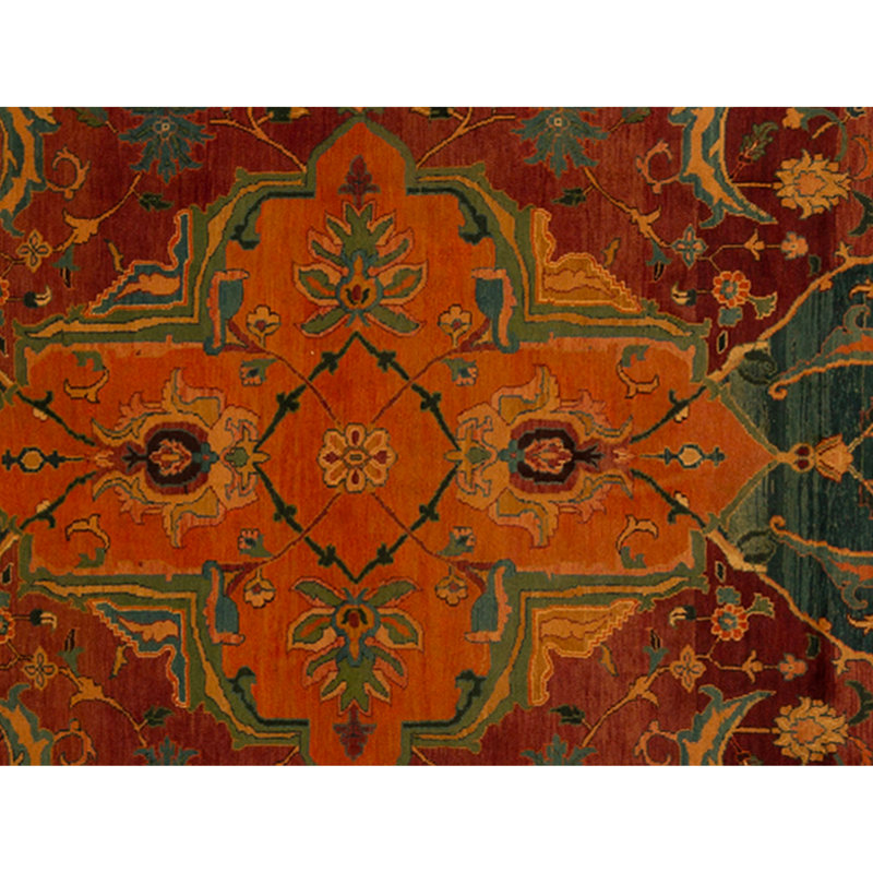 High-Quality Hand-Knotted Blue And Red Area Rug