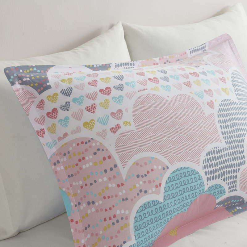 Ensemble d'édredon en coton Cloud, Édredon simple + 1 taie décorative + 2 coussins, Rose