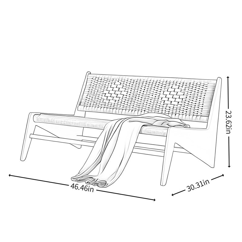 Banc moderne en rotin simple, Noir; beige