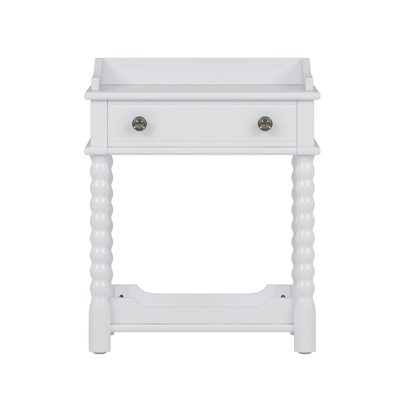 Retro Style Nightstand With Drawer And Open Shelf, White
