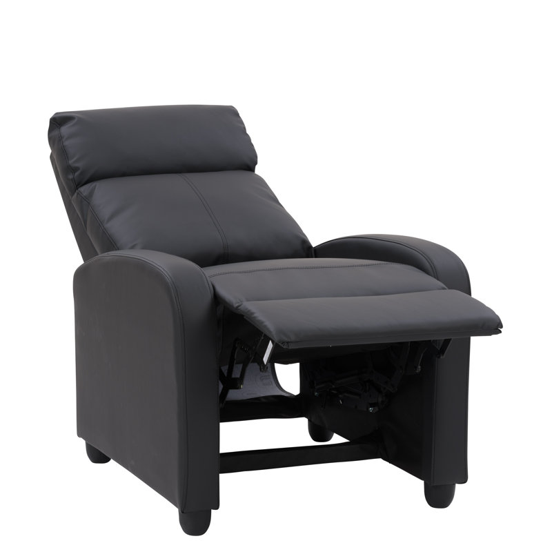 Faux Leather Recliner, Black Faux Leather