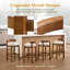 Ensemble de 4 tabourets de bar en lin beige de style milieu du siècle - Tabourets de comptoir, hauteur d'assise 65 cm, dossier bas et structure en bois massif, coussins rembourrés, pour comptoir de cuisine-225828463-223294455-225828465