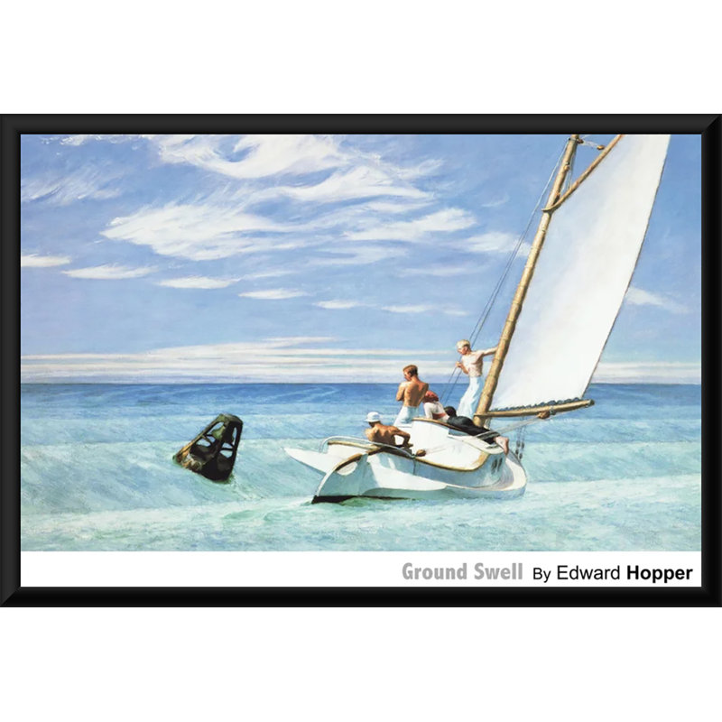 «Sailing Bouy» par Edward Hopper, reproduction d'impression sur papier, H 36 po x l 24 po x P 0,1 po, Papier encadré noir