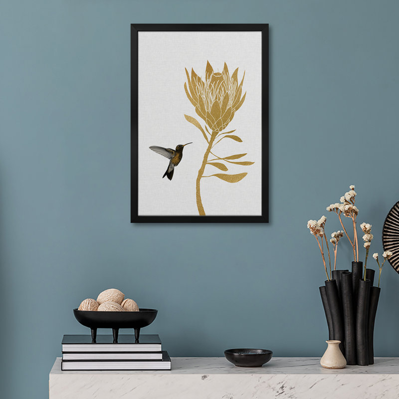 Affiche haut de gamme Colibri et fleur II par Orara Studio, H 32 po x l 24 po