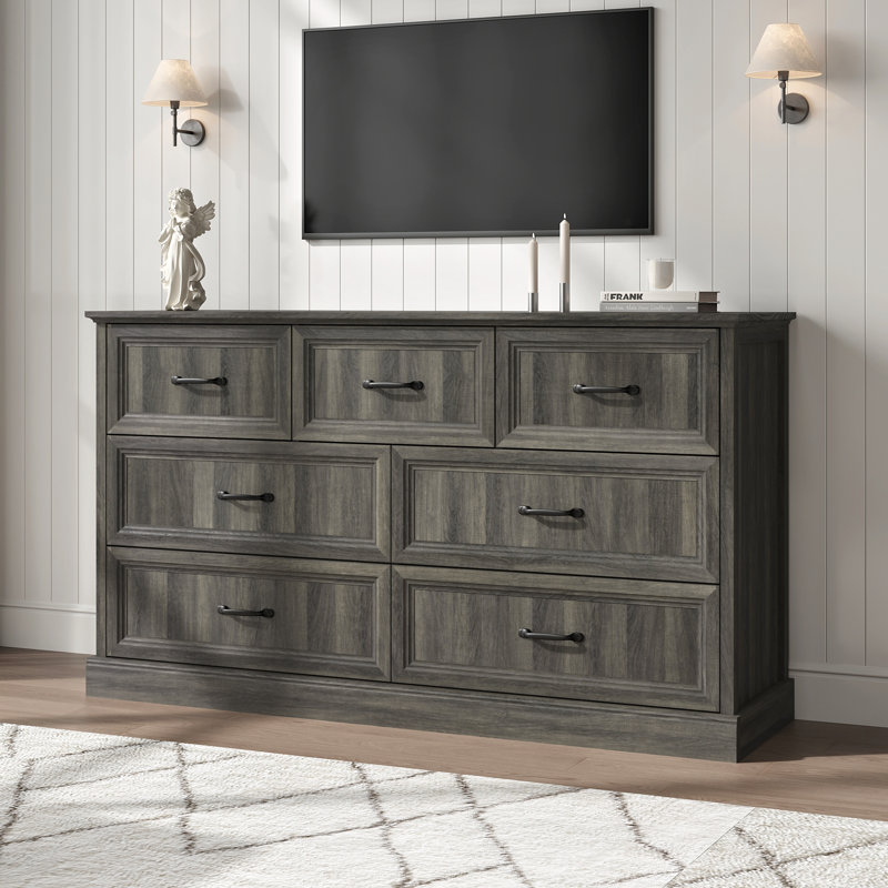55'' W 7 - Drawer Dresser For Bedroom, Gray