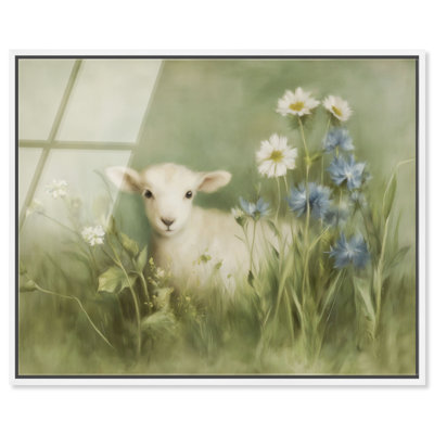 Cornflower Lamb I Acrylic Print Farmhouse Wall Art by Art Remedy, Ready to Hang, 20 x 16