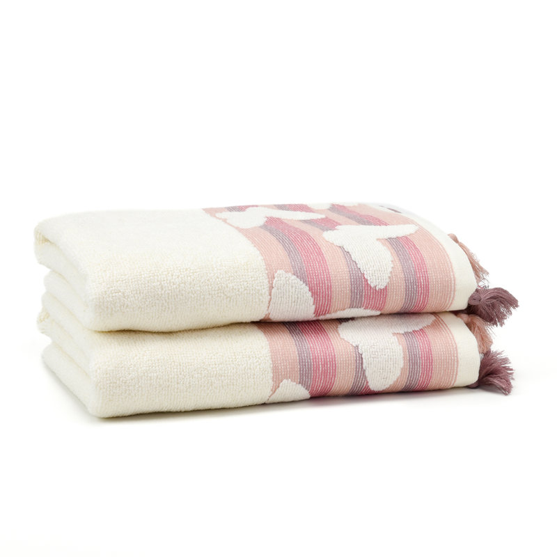 Butterfly Turkish Cotton Towel Set, Peach