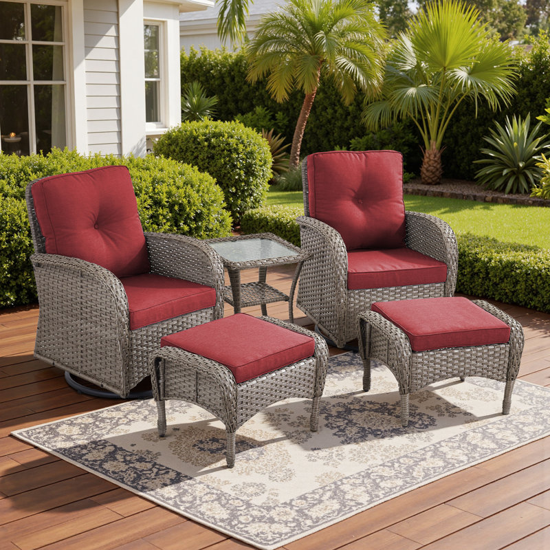 Fauteuil oscillant d'extérieur en osier Gaetanino, Gris, Gris
