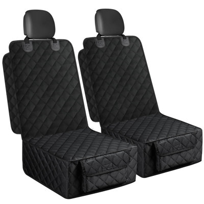 Dog Car Seat Cover, 2 Pack Waterproof Pet Front Seat Car Cover, Full Protection Dog Seat Protector with Side Flaps, Universal Size for Cars, Trucks, SUVs