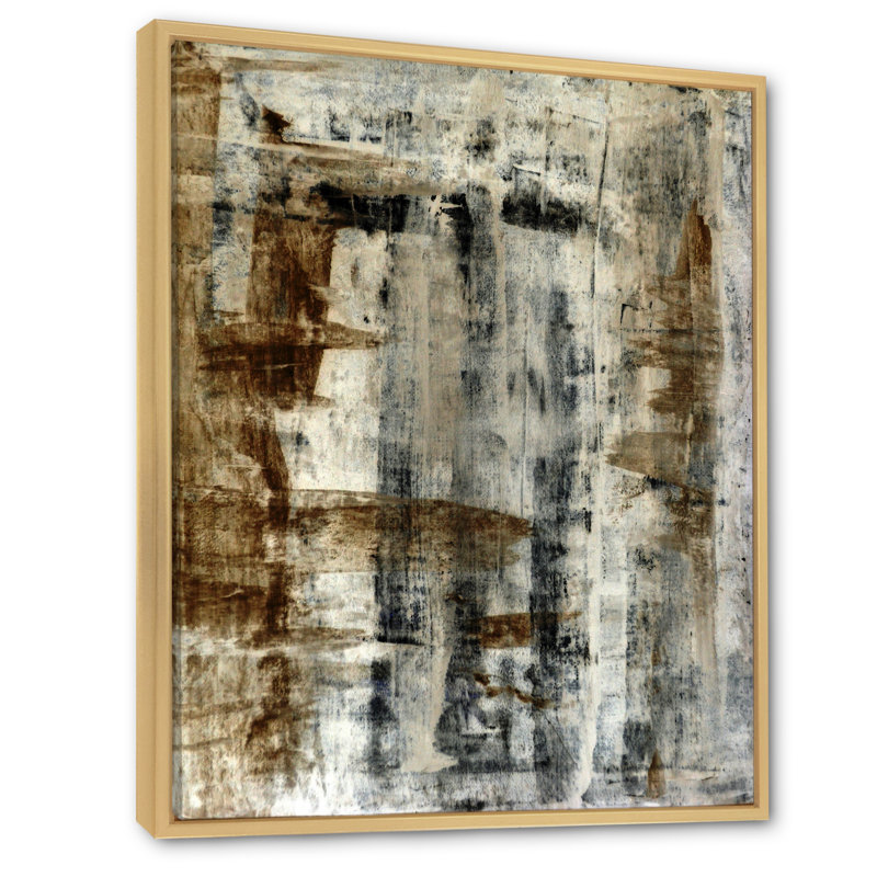 Art moderne gris et bleu II 2FL47715, H 36 po x l 24 po x P 1 po, Encadrement brun