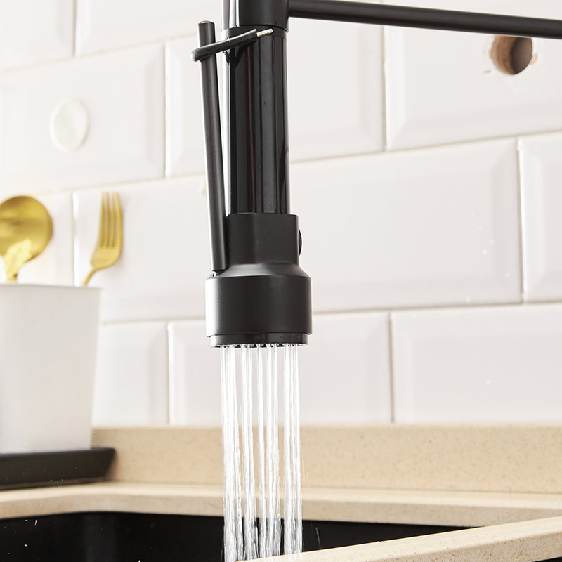 Pull Down Kitchen Sink Faucet, Black And Silver, Dual Settings For Modern Kitchens 360-Degree Rotation, Nickel, Easy To Clean