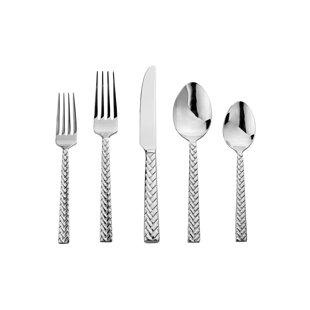 Hudson Essentials Satin Hammered 18/10 Stainless Steel Flatware Silver