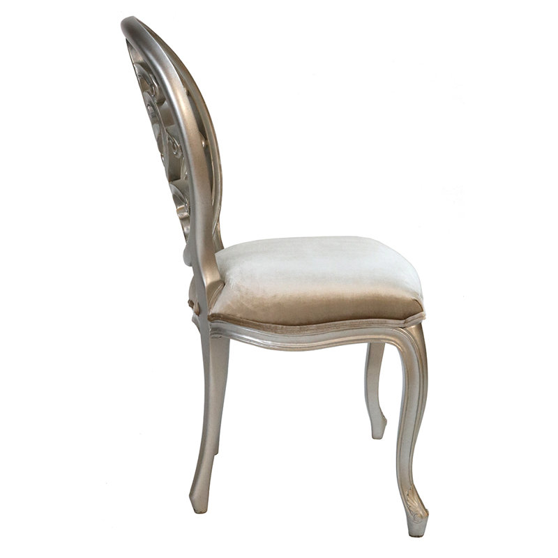Burslem Upholstered Side Chair, Ivory/Gold