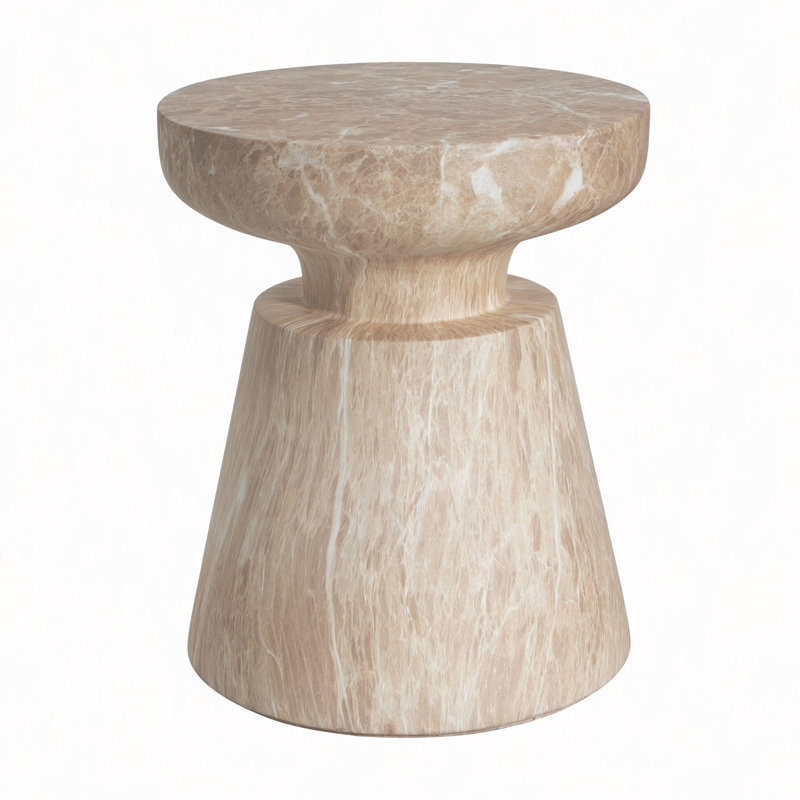 Table d'appoint d'extérieur en travertin, Glod, Doré