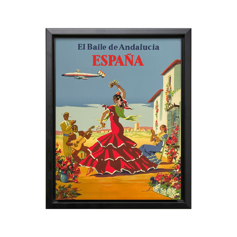 El Baile De Andalucia Espana, Cadre noir, Canevas, H 18 po x l 24 po