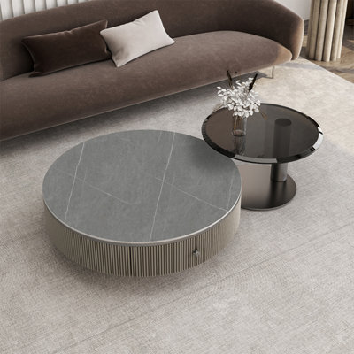 Italian round rock table combination