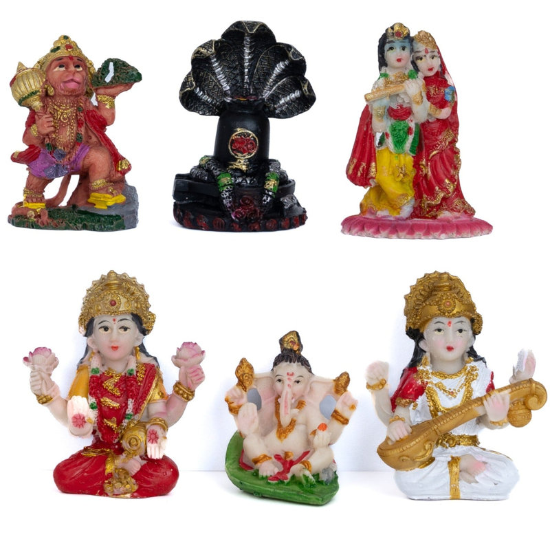 Figurines de dieux indiens multicolores Folse