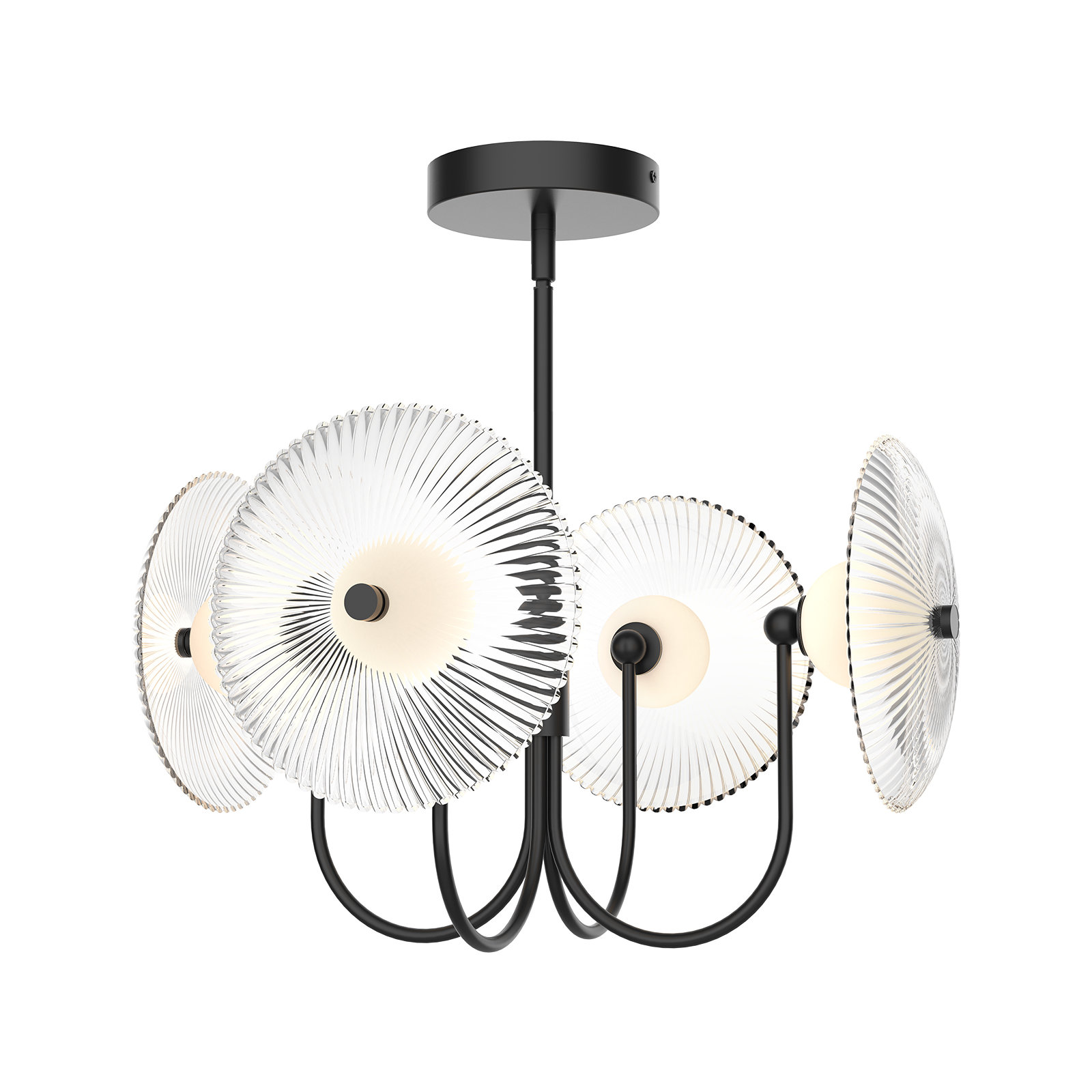 4 - Light Steel Dimmable LED Geometric Chandelier, Matte Black