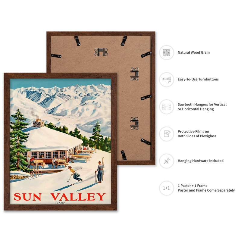 Sun Valley, Poster, 18"H x 24"W, Brown Framed