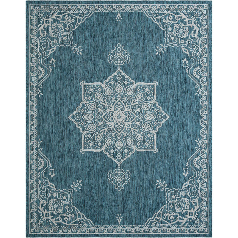 Tapis transitionnel de couleur vert foncé Tollefson, Rectangle 7 pi 10 po x 10 pi