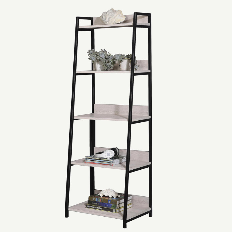 Bibliothèque naturelle et noire l 24 po, (5 tablettes) 5 H 67 po x l 16 po x P 24 po