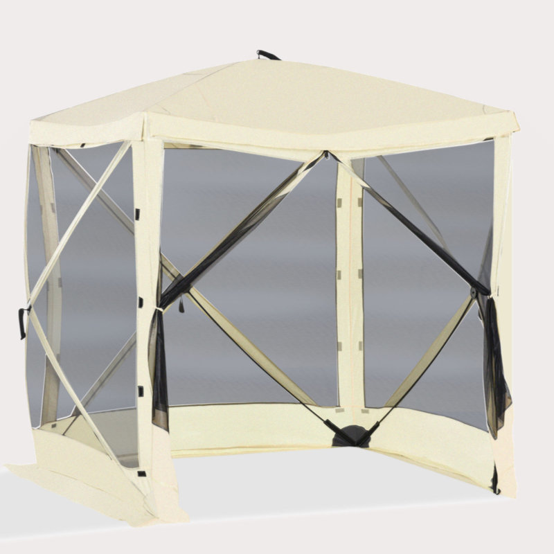 Tente de protection pour abri de jardin avec moustiquaire Outsunny Pop Up, Beige