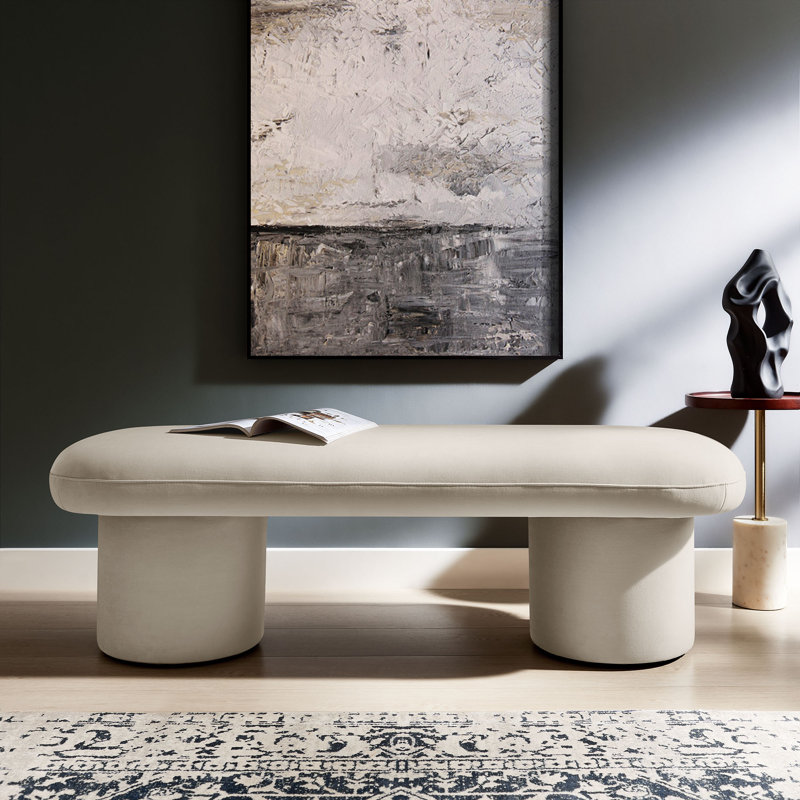 Banc en velours Orla Performance taupe, Amande