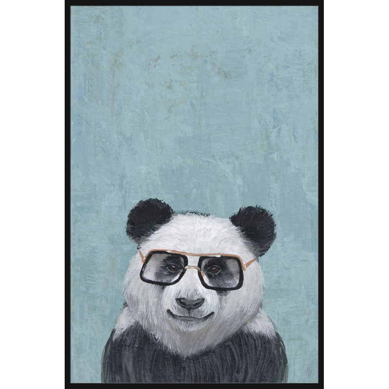 «Studious Panda», reproduction d'art, H 45 po x l 30 po x P 1,5 po, Cadre noir