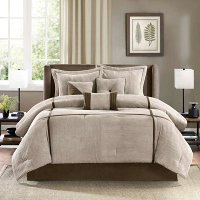 Taupe Corduroy Comforter , King - Luxury & Softness 100% For All Seasons