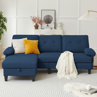 Marchel Upholstered L-Shaped Sectional with Ottoman Reversible