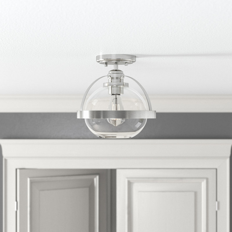 Plafonnier semi-encastré en nickel satiné à 1 lumière de 9,38 po Longmeadow, Nickel satiné
