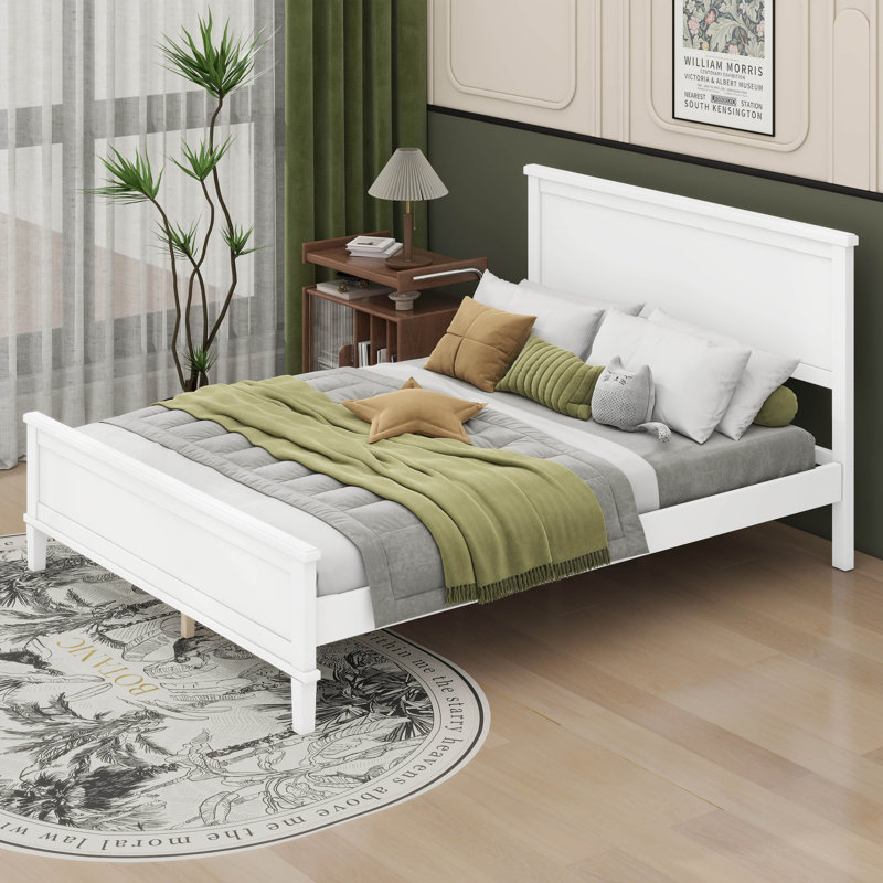 Lit plateforme en bois Burt, Double, Blanc