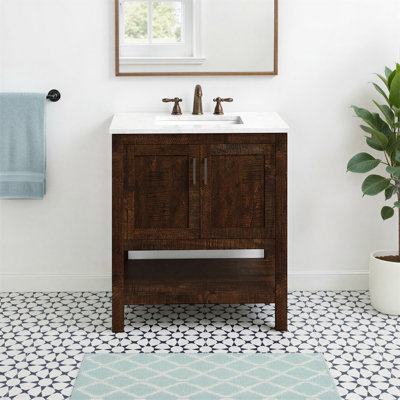 Scottsbluff 30 " W Freestanding Standard 1 Single Vanity Bathroom Vanity With Engineered Marble Top