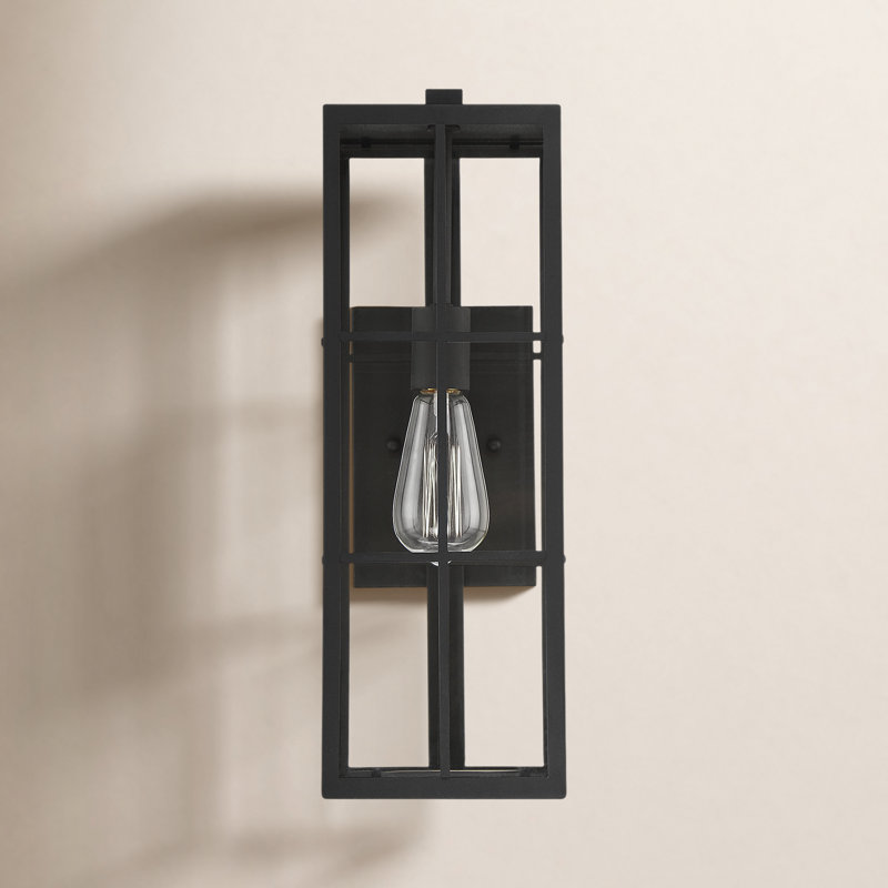 Sianna Black 1 - Bulb Outdoor Wall Lantern, 18.5" H x 6" W x 9.25" D