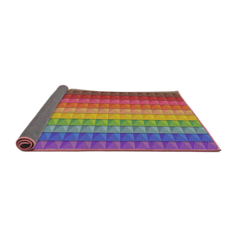 Tapis abstrait rose / rouge / brun, Rond 5 pi