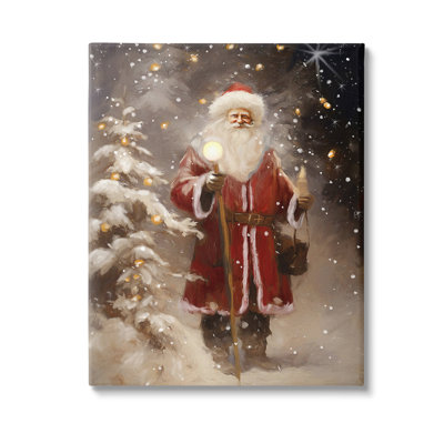 «Santa in Snowy Night Scene», art mural sur toile par Ramona Murdock