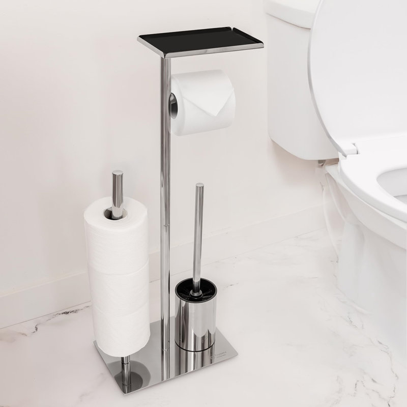 Free Standing Toilet Paper Holder, Silver