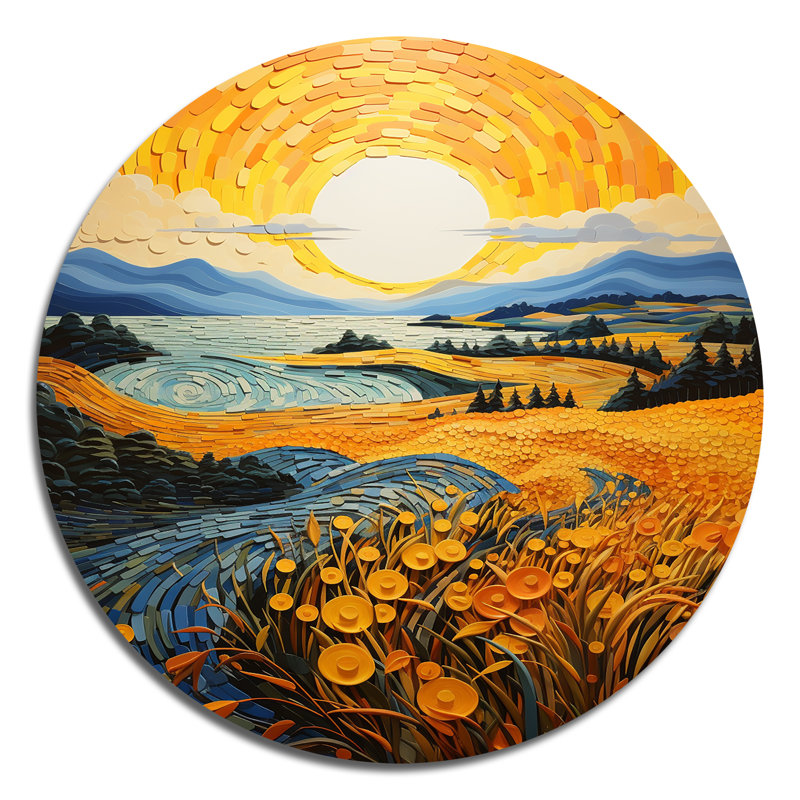 Heriberto - Paysages, art rond en métal, H 23 po x l 23 po