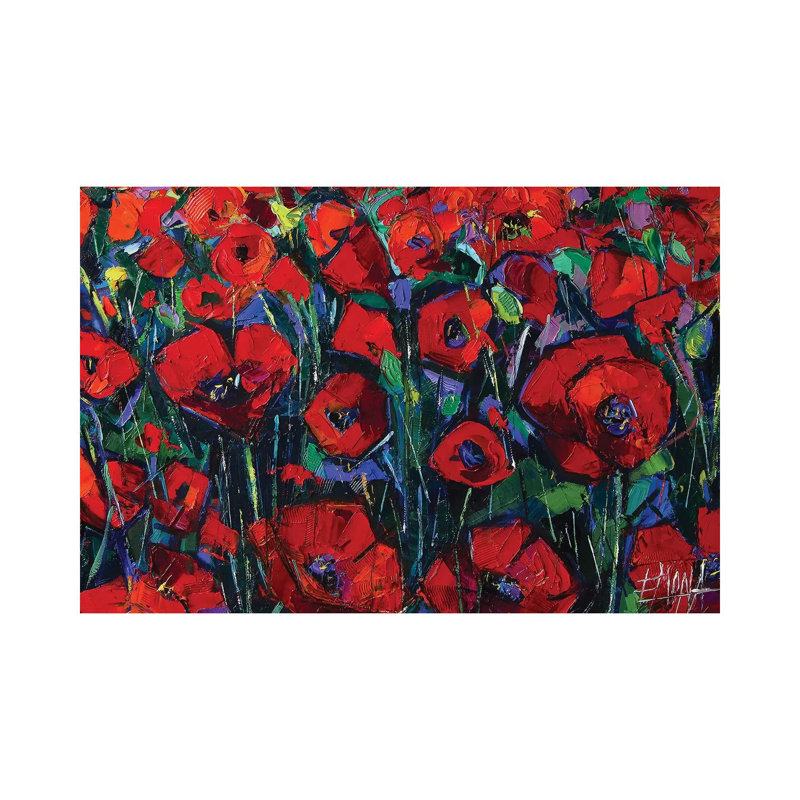 Poppies Symphony 1 Piece Wrapped Canvas Painting, 20.32 cm H x 30.48 cm W