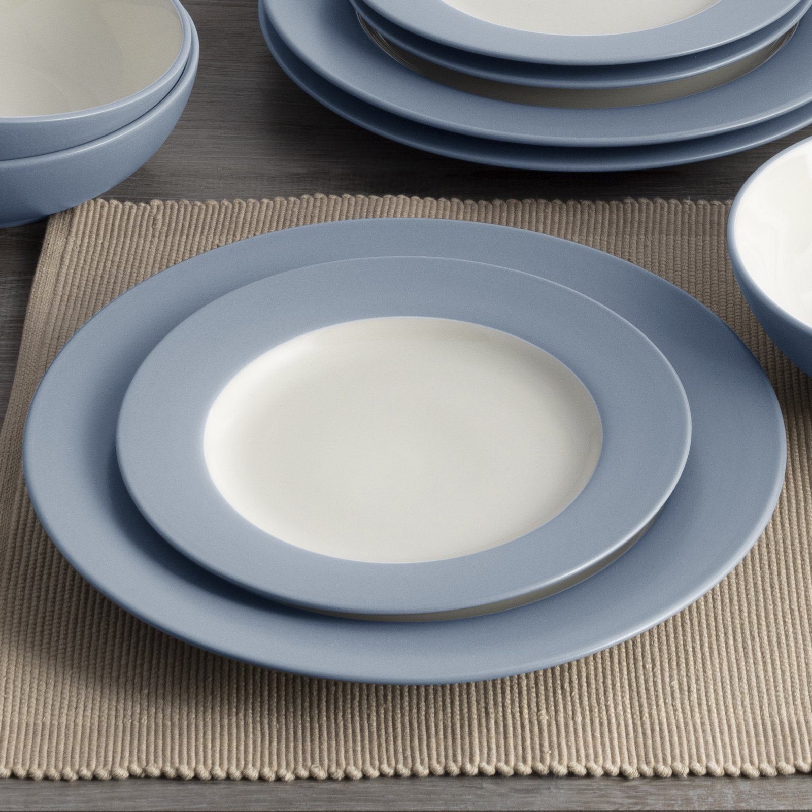 Noritake Colorwave Rim Dinner Plates, 11", Ice