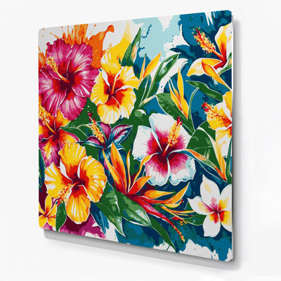 «Hawaiian Flower Brights», art mural en métal beige