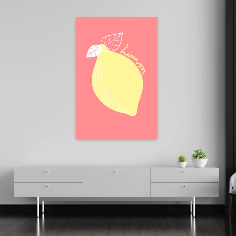 «Lemon Delight» audacieux, art moderne de paysage de fruits minimaliste, H 60 po x l 40 po