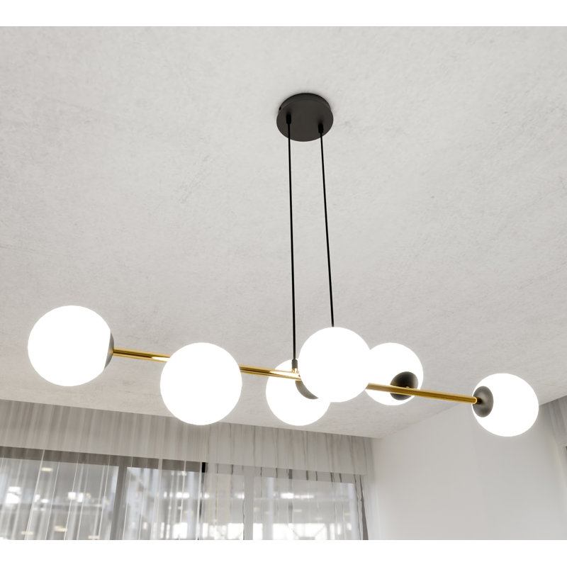 Aleeha 6 - Light Kitchen Island Pendant, Black, White