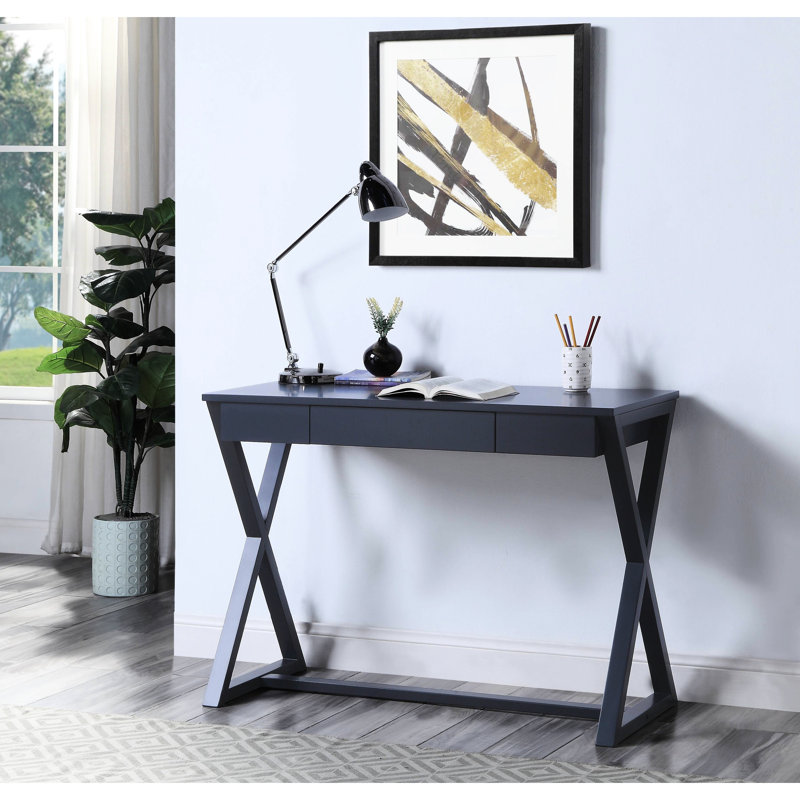 Console gris anthracite avec tiroir pratique et structure en bois de peuplier gris anthracite fonctionnel